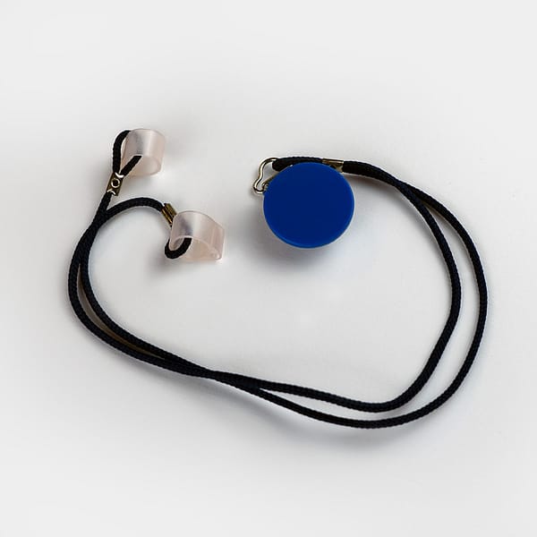 hearing aid retention cord blue on white background