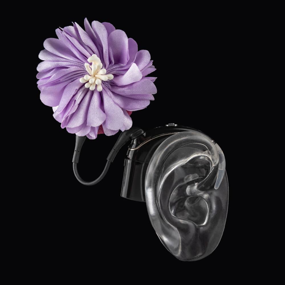 lilac flower hearing aid accessory from deafmetal