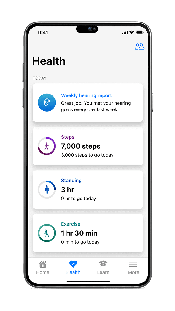 Phone screen with health tracking stats.