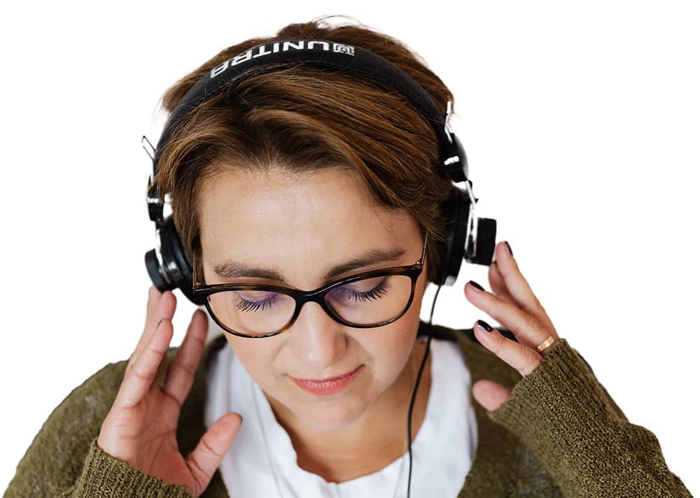 Young Lady Taking A QUICKSIN Hearing Assessment