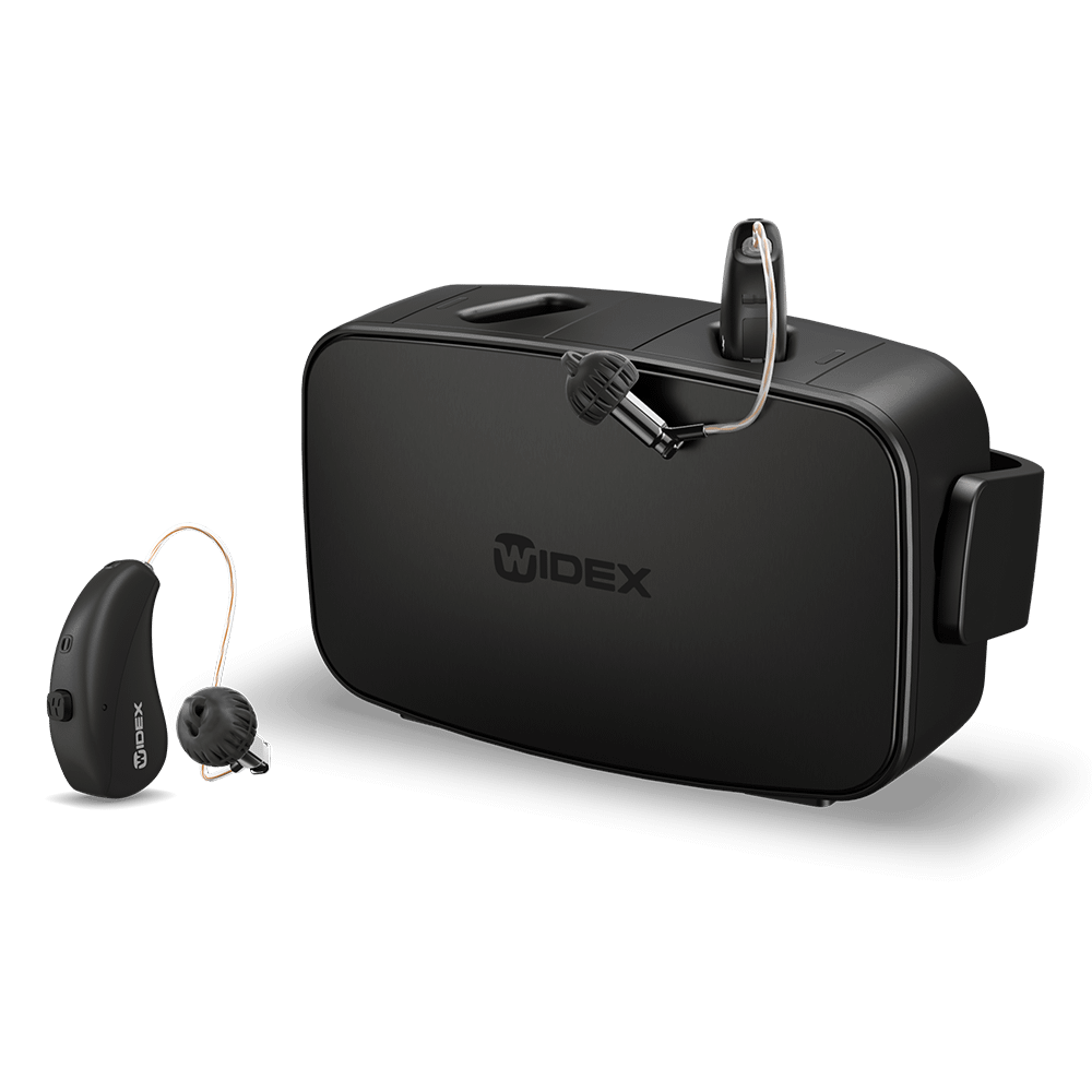 Widex Charger & 2 Hearing Aids In Black