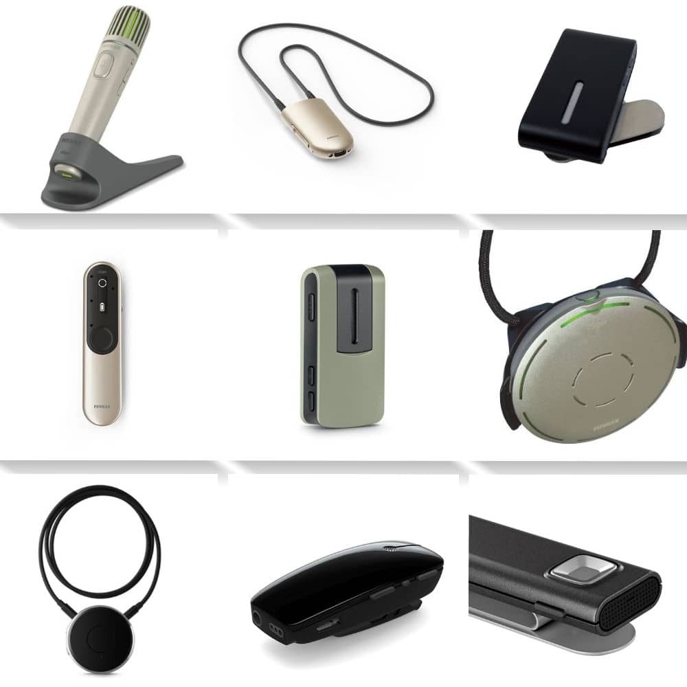 Collage of hearing assistive devices