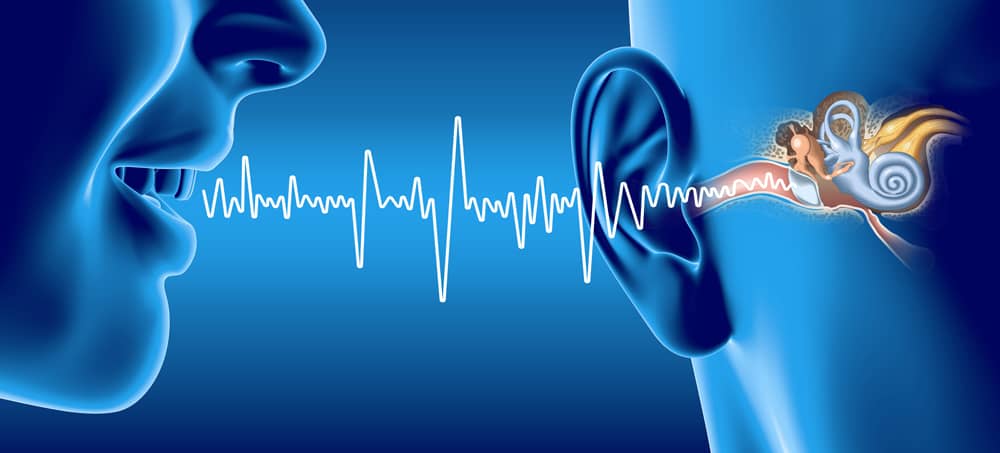 Graphic of sound waves being received by the hearing system
