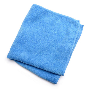 Blue microfibre cloth on white background