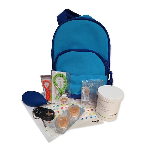 Junior hearing aid kit presenting all included products