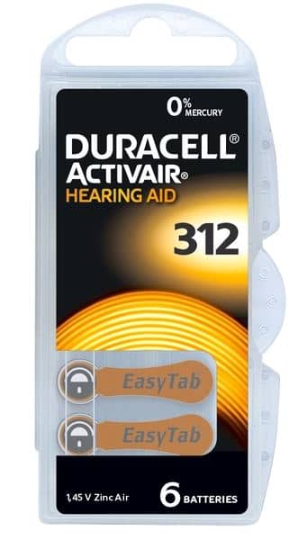 Duracell EasyTab Batteries Type 312