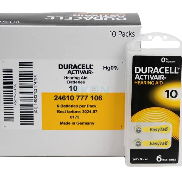 Duracell EasyTab/Activair Type 10 Hearing Aid Batteries